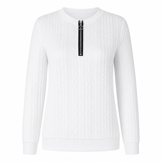 Sweat-shirt femme élégant col rond manches longues