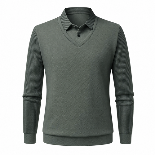 Polo homme manches longues col chemise classique