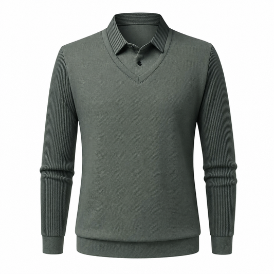 Polo homme manches longues col chemise classique