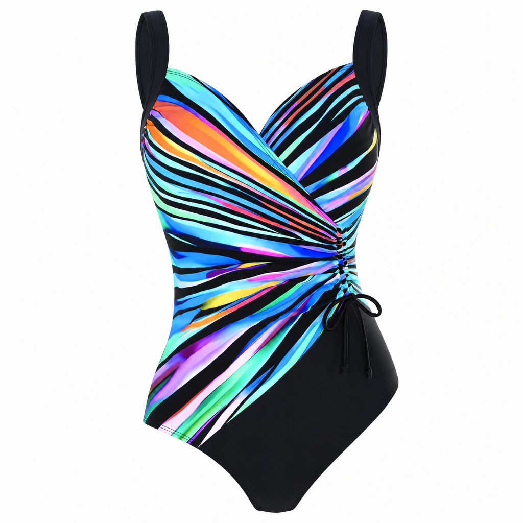 Maillot de bain femme une pièce sculptant rayures