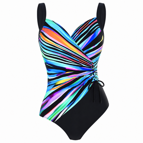 Maillot de bain femme une pièce sculptant rayures
