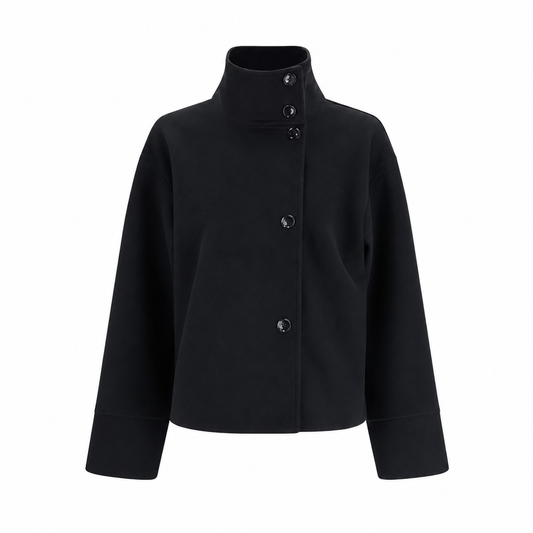 Manteau court femme col élégant boutons