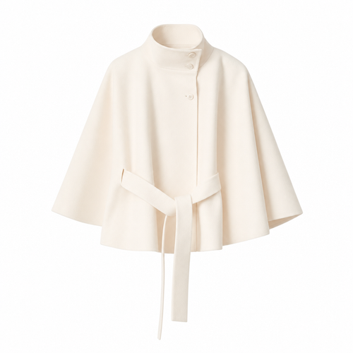 Manteau cape femme col haut élégant hiver