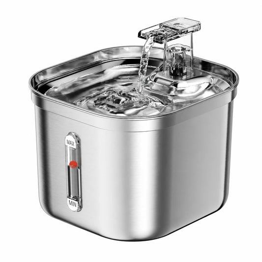 Fontaine à eau chat acier inoxydable 304 sans BPA 2,2 L pompe silencieuse indicateur niveau lave-vaisselle