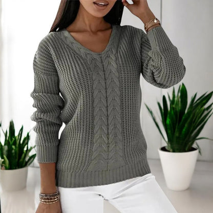 Pull tricoté femme maille douce manches longues coupe semi-ajustée