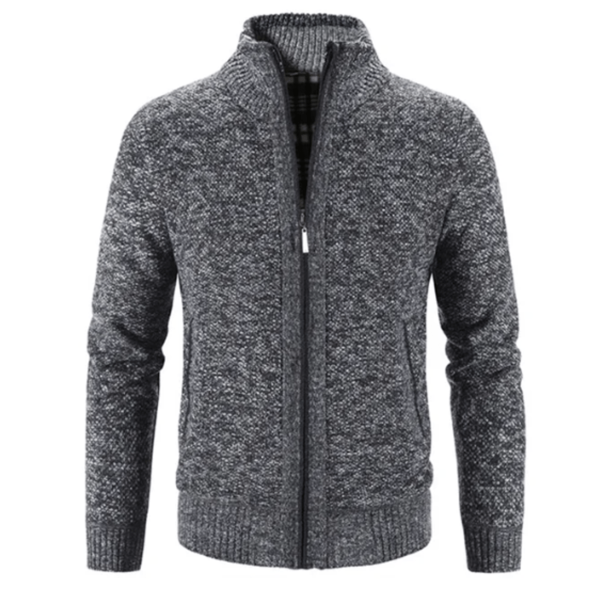 Gilet col haut zippé femme tricot chaud manches longues