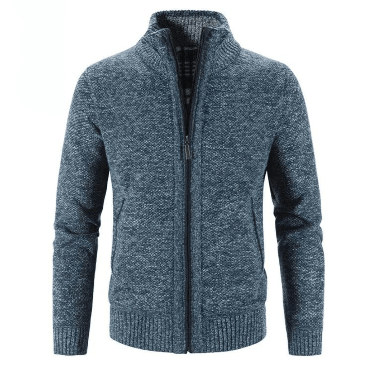Gilet col haut zippé femme tricot chaud manches longues