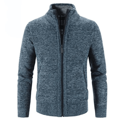 Gilet col haut zippé femme tricot chaud manches longues