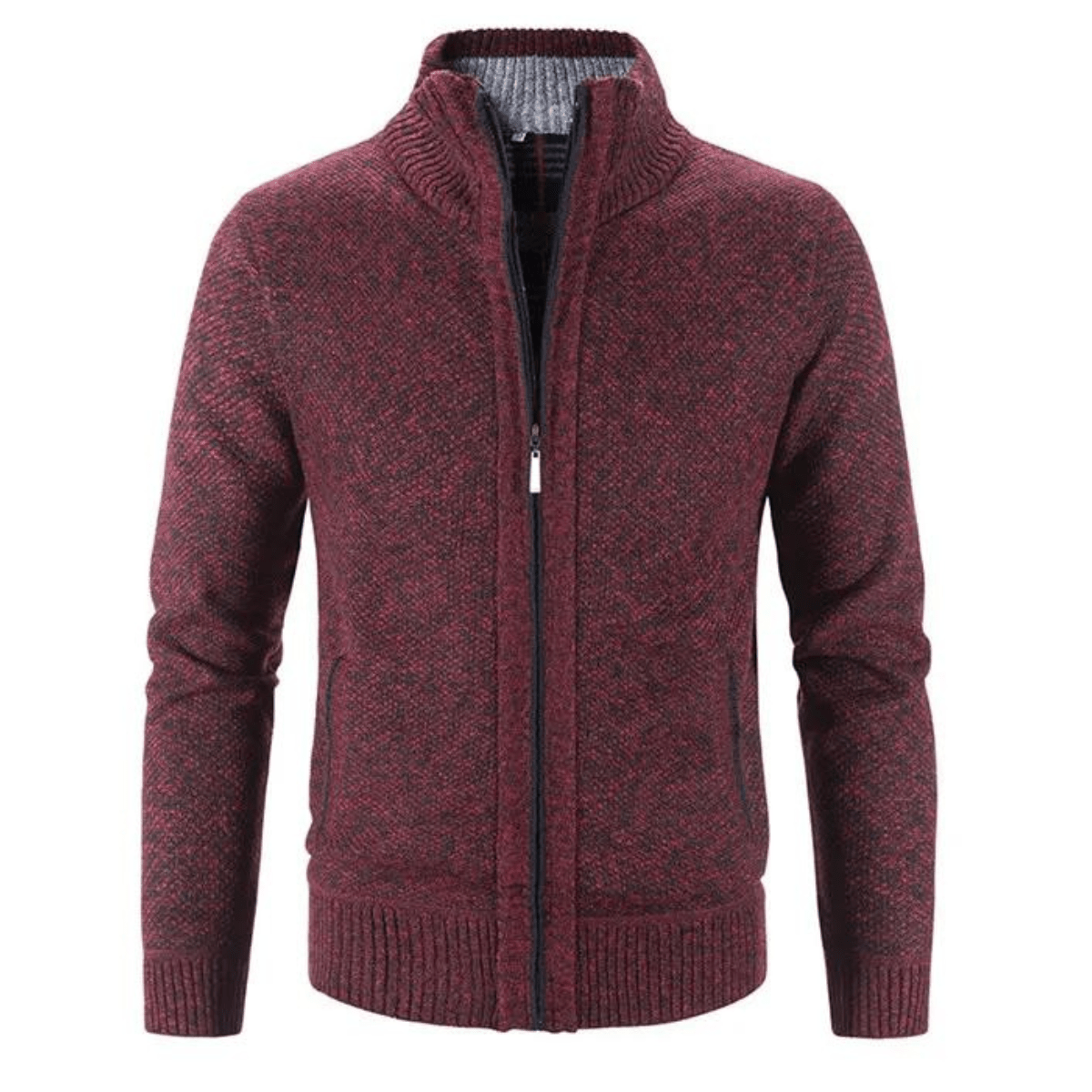 Gilet col haut zippé femme tricot chaud manches longues