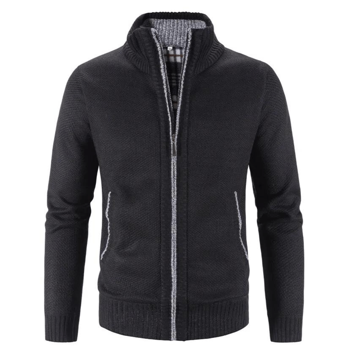 Gilet col haut zippé femme tricot chaud manches longues