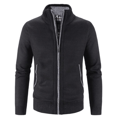 Gilet col haut zippé femme tricot chaud manches longues