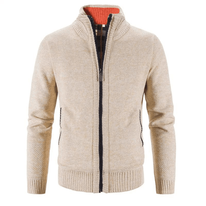 Gilet col haut zippé femme tricot chaud manches longues