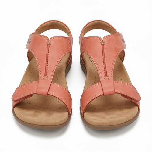 Sandales Ouvertes Femme Bride Velcro Corail Jaune Noir – fond blanc