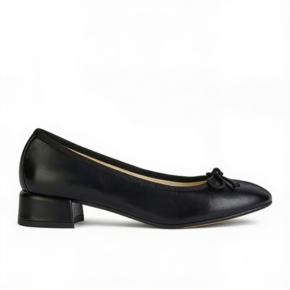 Ballerines Femme en Cuir Véritable Noir - Bout Rond - Semelle Antidérapante - Sans Lacets – fond blanc