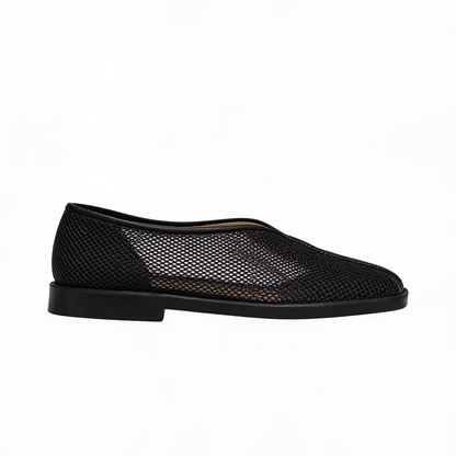 Loafers Femme en Maille Respirante - Bout Carré - Semelle Caoutchouc - Sans Lacets – fond blanc