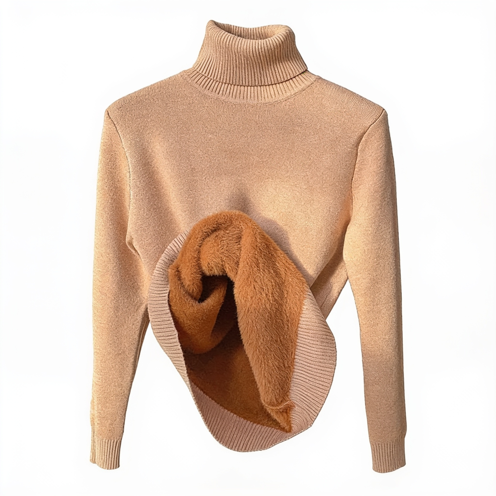Luxe Polaire – pull col roulé femme – fond blanc