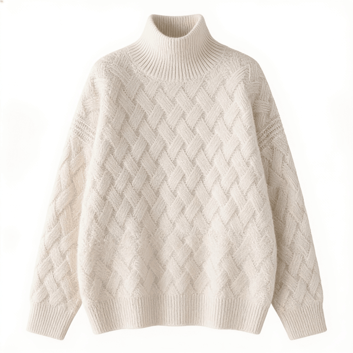 Élégance Pure – pull col roulé femme – fond blanc