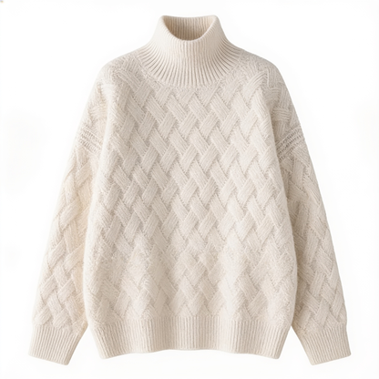 Élégance Pure – pull col roulé femme – fond blanc