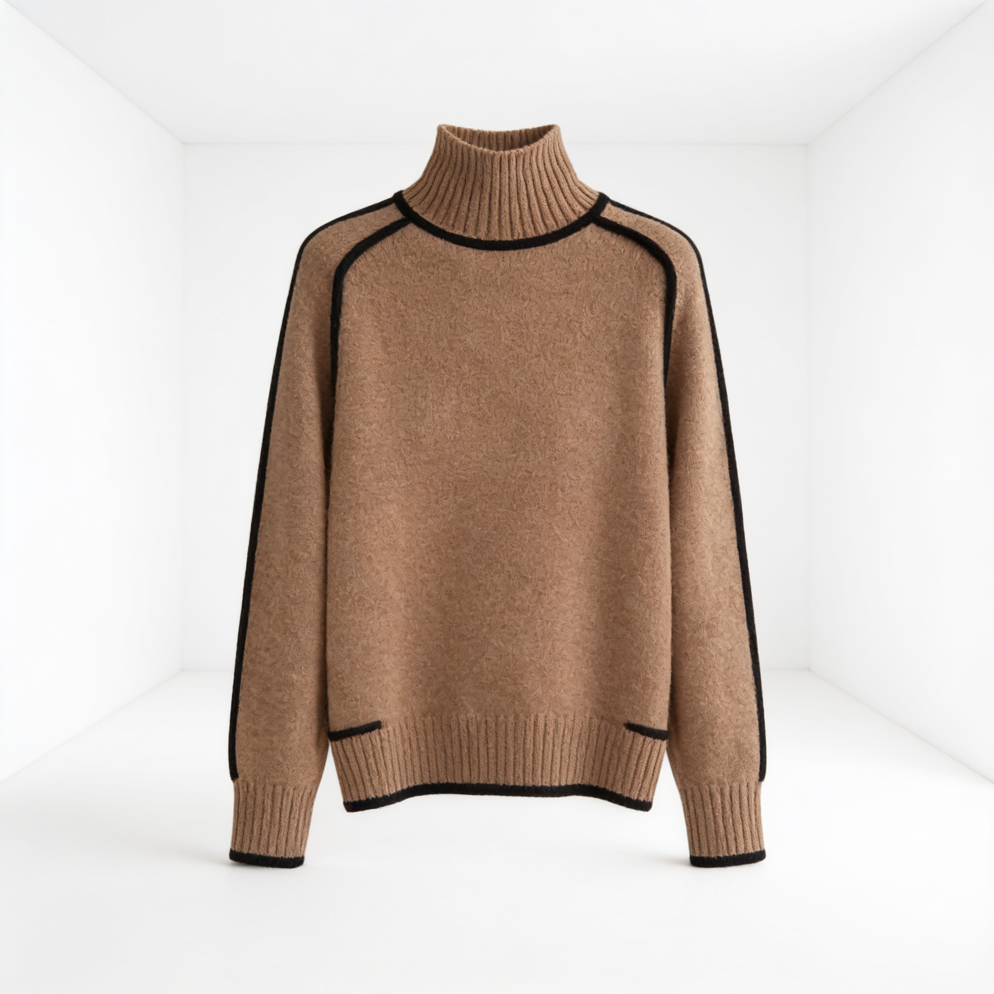 Elégance Suprême – pull col roulé femme – fond blanc
