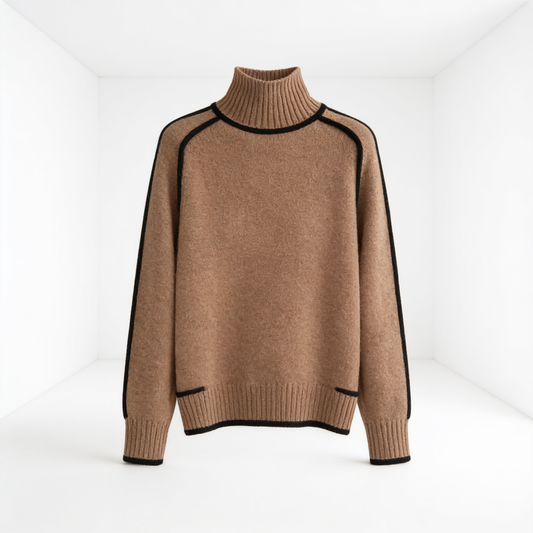 Elégance Suprême – pull col roulé femme – fond blanc