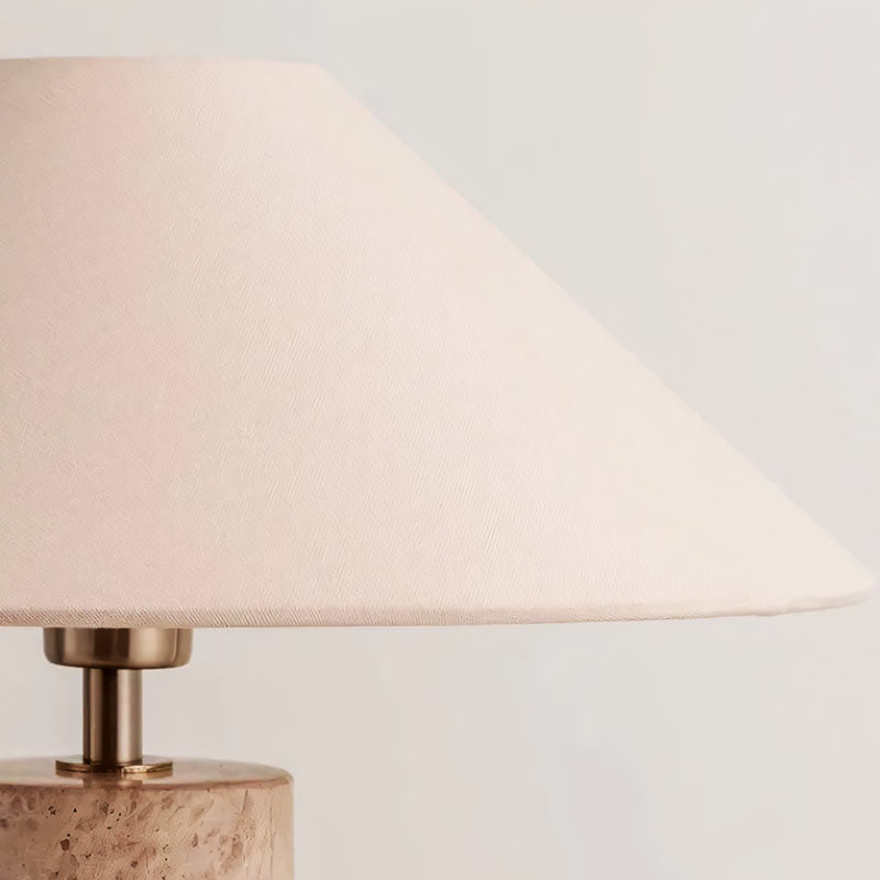 Lampe de chevet marbre naturel abat-jour tissu métal E27 vintage