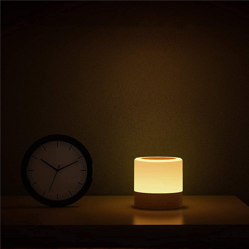 Lampe de chevet tactile aspect bois 7 couleurs rechargeable USB