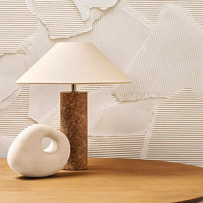 Lampe de chevet marbre naturel abat-jour tissu métal E27 vintage