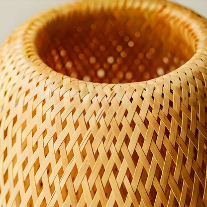 Lampe de chevet bambou bois abat-jour rotin tissé main E27