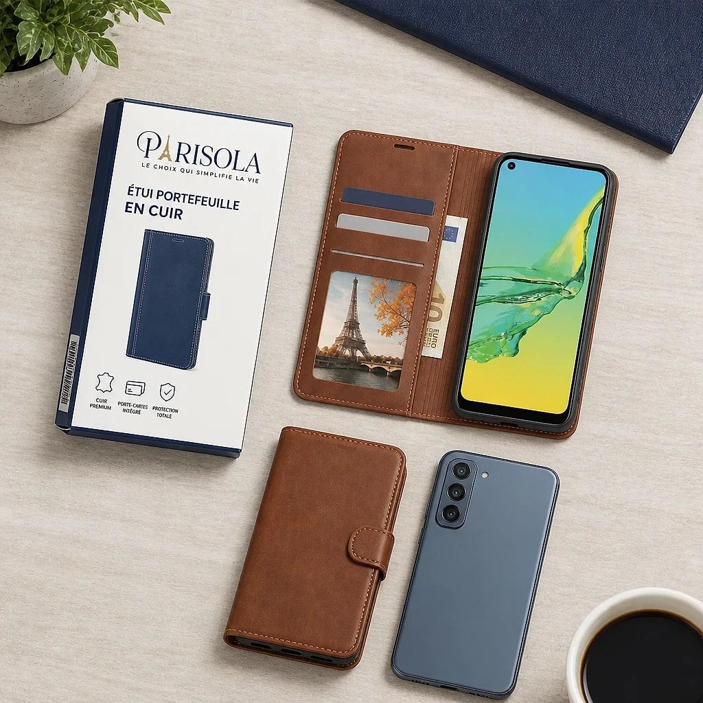 Léonis – Coque Samsung Portefeuille Cuir
