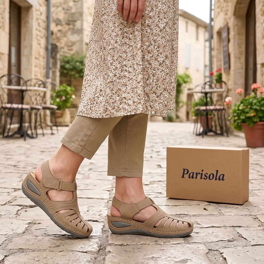 Sandales compensées fermées femme beige fermeture velcro