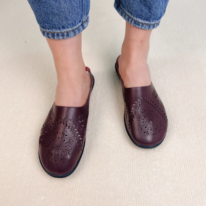Ballerine femme cuir slip-on semelle caoutchouc antidérapante légère