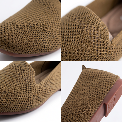 Mocassins femme maille extensible bout rond semelle caoutchouc antidérapante