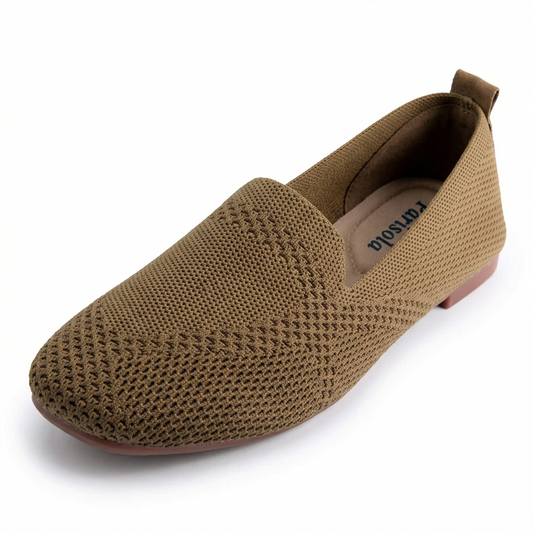 Mocassins Femme en Maille Extensible - Bout Rond - Semelle Caoutchouc Antidérapant