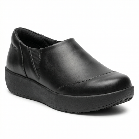 Chaussures de Service Femme Slip-On Noires Semelle Antidérapante