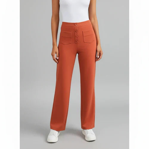 Pantalon femme taille haute élégant confort