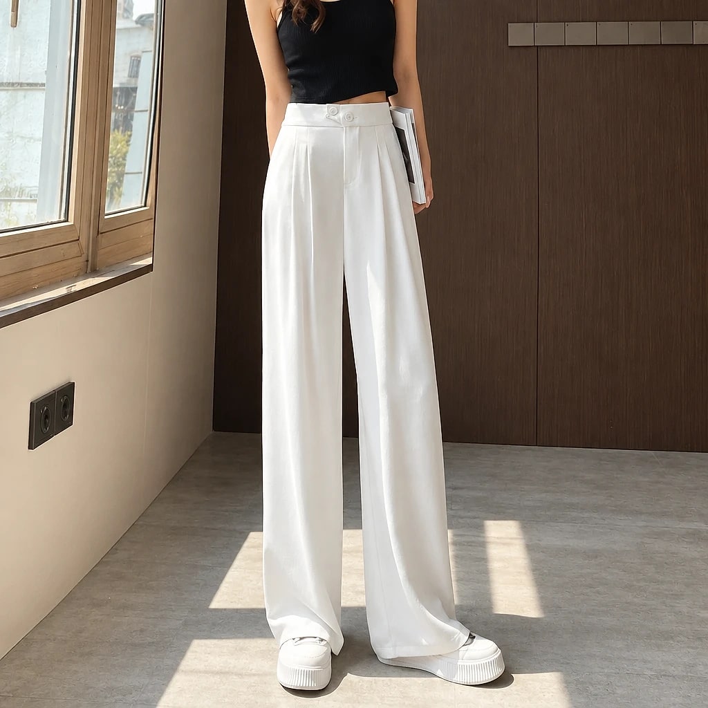 Pantalon Taille Haute Large