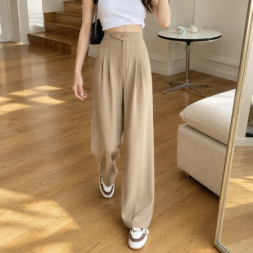 Pantalon Taille Haute Large