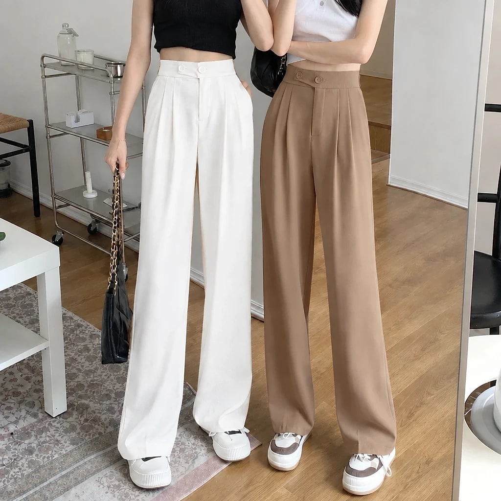 Pantalon Taille Haute Large