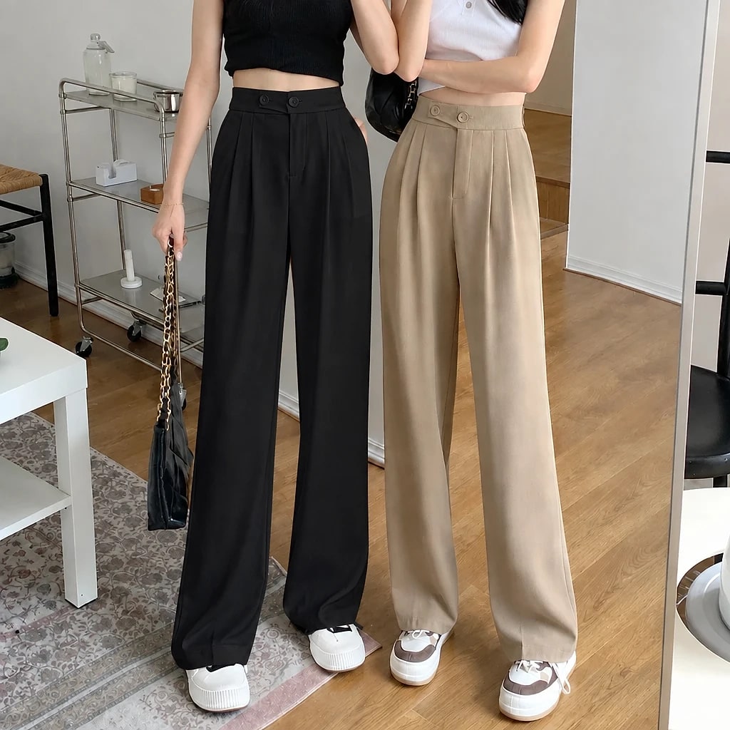 Pantalon Taille Haute Large