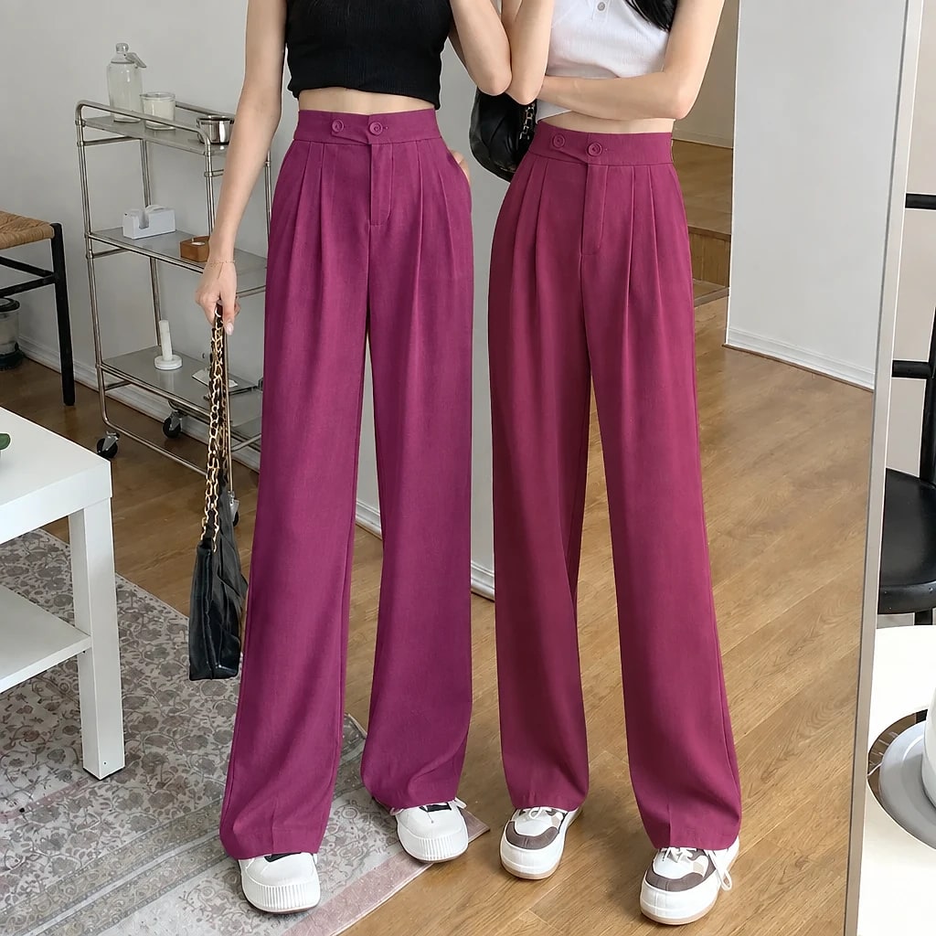 Pantalon Taille Haute Large