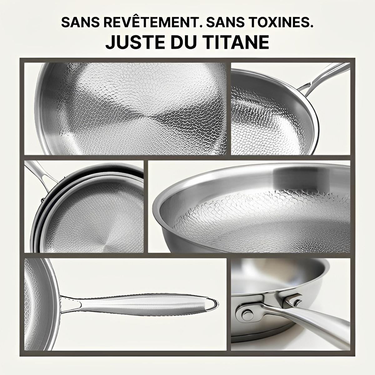 Poêle En Titane Antiadhésive Sans Revêtement