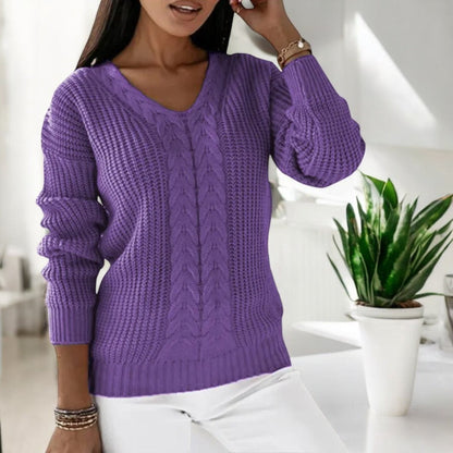 Pull tricoté femme maille douce manches longues coupe semi-ajustée