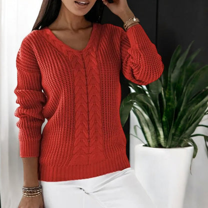 Pull tricoté femme maille douce manches longues coupe semi-ajustée