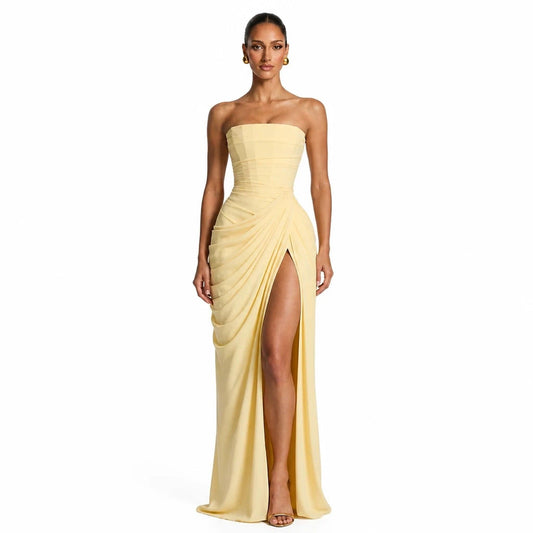 Robe Longue Femme Bustier Drapée