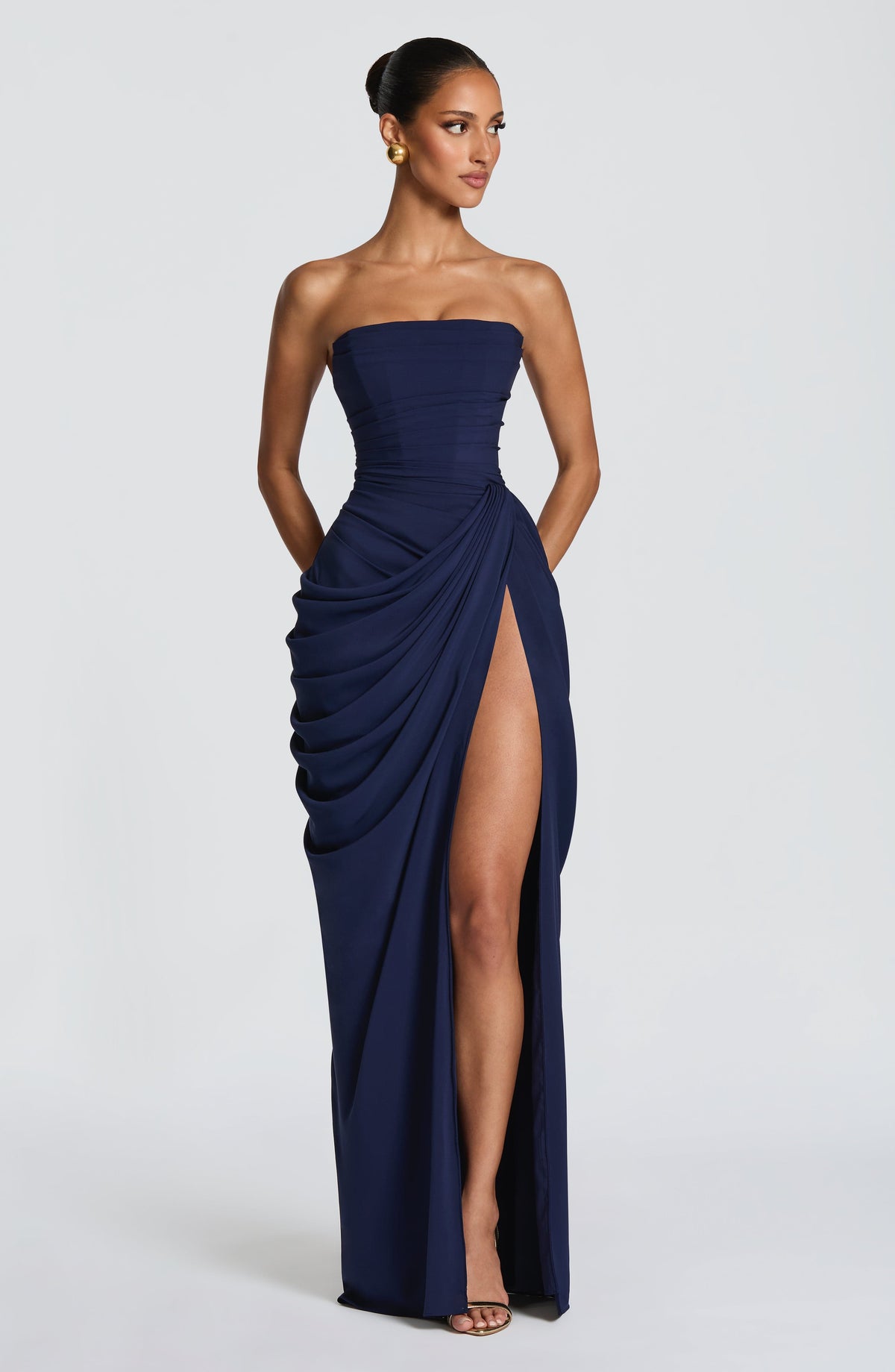 Robe Longue Femme Bustier Drapée