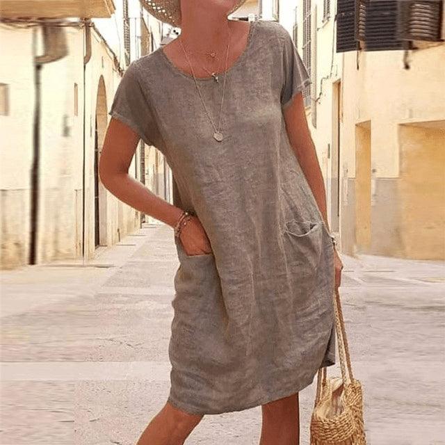 Robe Longue Femme Midi en Lin