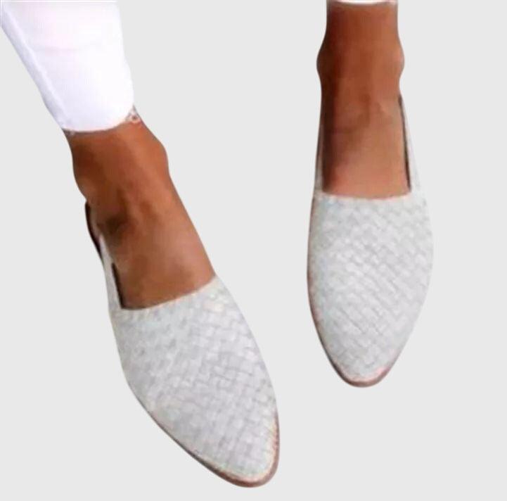 Sandales Plates Cuir Tressé Femme