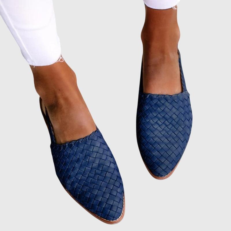 Sandales Plates Cuir Tressé Femme