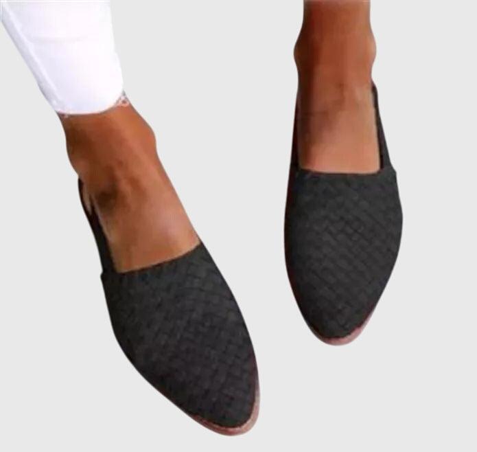 Sandales Plates Cuir Tressé Femme