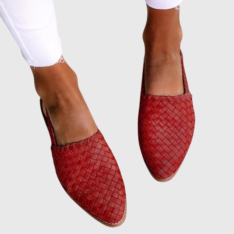 Sandales Plates Cuir Tressé Femme